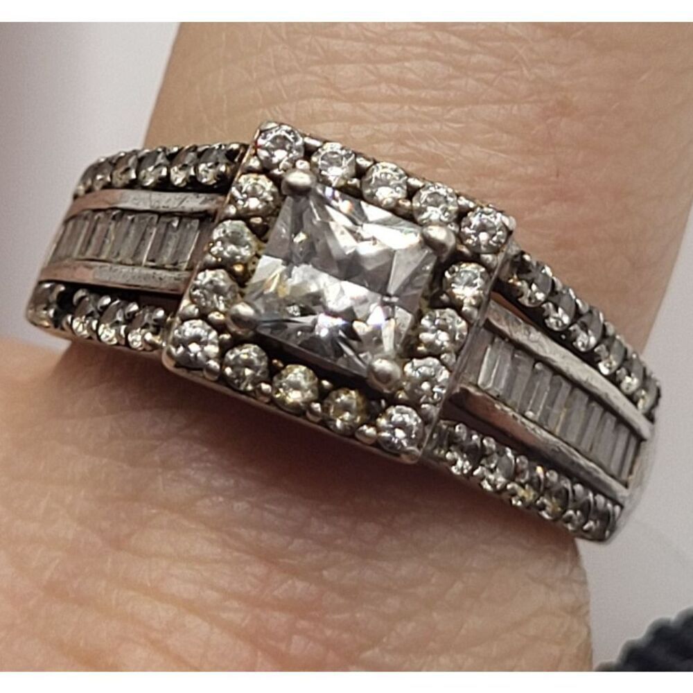 Estate Sterling Silver Chunky Maximalist Statement Ring Size 7.5 - missing stone